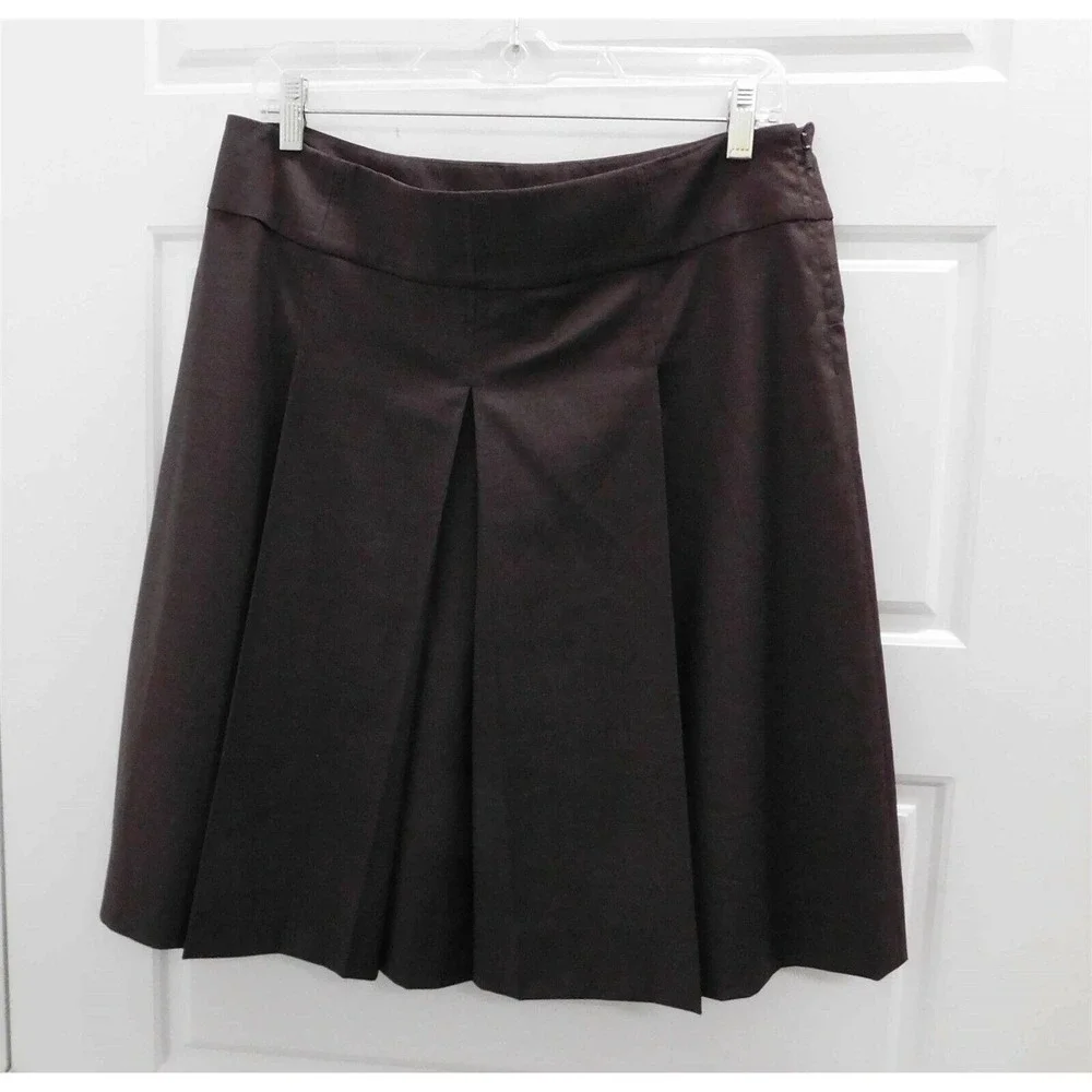 Tory Burch Brown‎ Knee Length Pleated Skirt sz 8